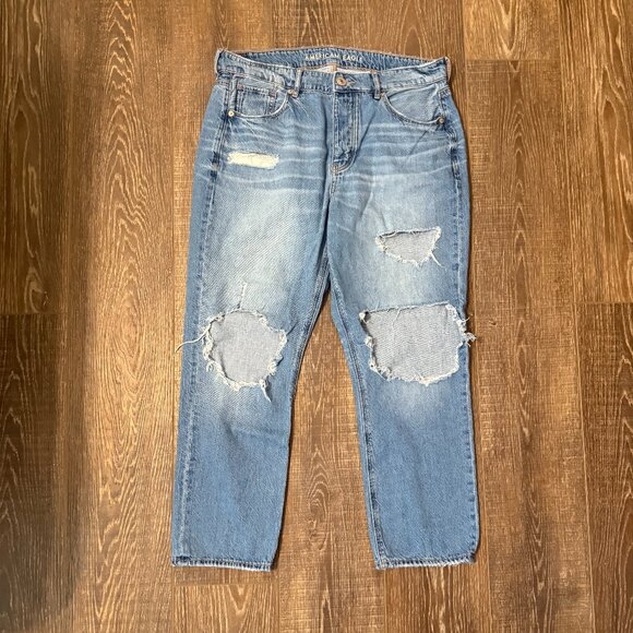 American Eagle Ripped Tomgirl Jeans – Size 10S - Picture 1 of 16